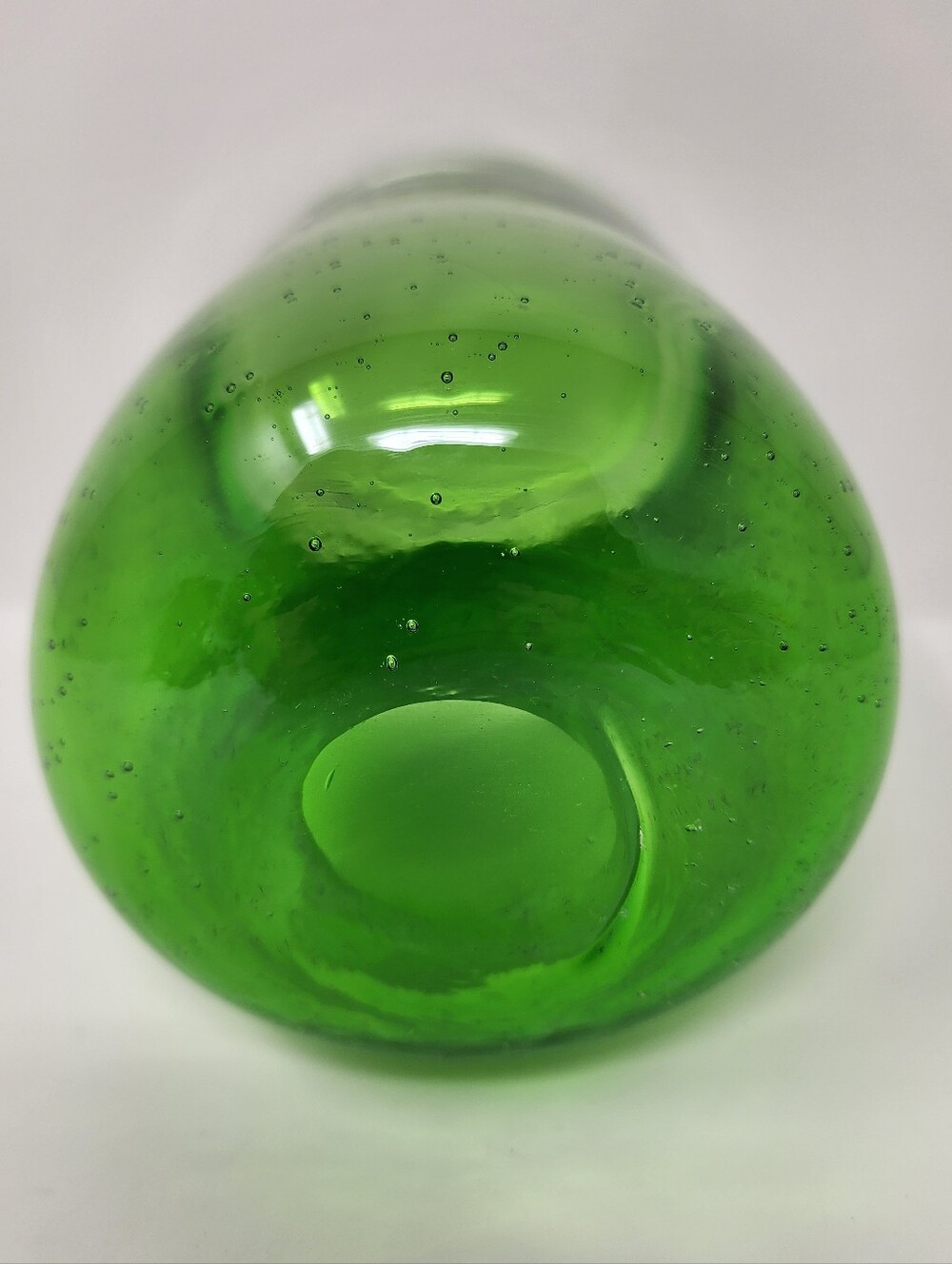 Handblown Green Mason Jar Shaped Art Glass Vase - Picture 8 of 8